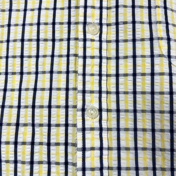 Jos A Bank 1905 Mens Tailored Fit Shirt XL Check Cotton Short Sleeve Blue Yellow - Picture 3 of 12